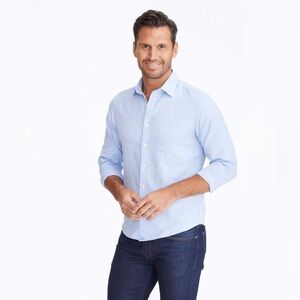 NWT UNTUCkit Classic Cotton Kvint Shirt Slim Fit Light Blue Size Medium